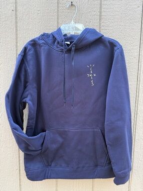Men's Navy Crewneck Hoodie with Small Chest Graphic